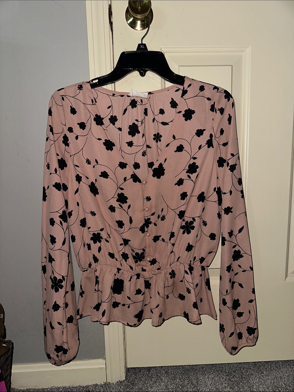 Women's Pink Floral Peplum Blouse